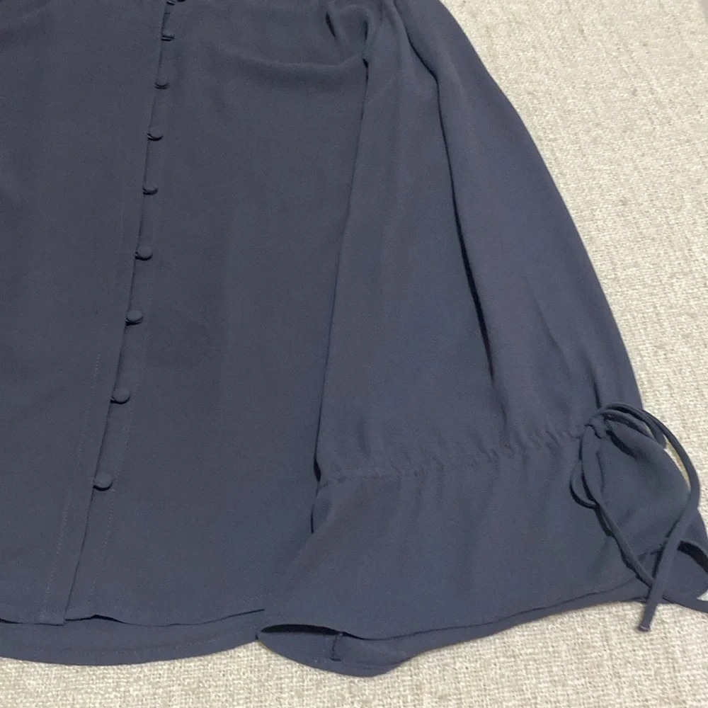 Loft Dark Gray Long Sleeve Button Down Blouse - Picture 9 of 9